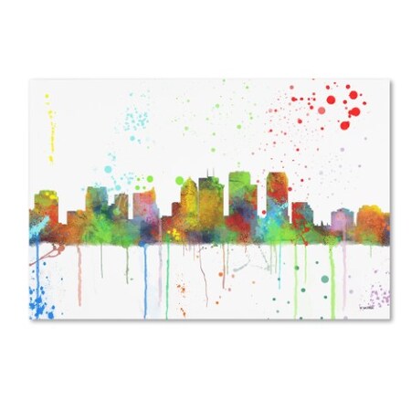 Trademark Fine Art Marlene Watson 'Tampa Florida Skyline Mclr-1' Canvas Art, 12x19 MW0263-C1219GG